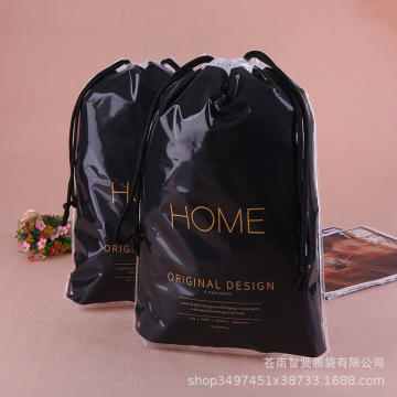 新款时尚抽拉束口包装袋 购物礼品袋批发 黑色抽绳束口袋印刷logo